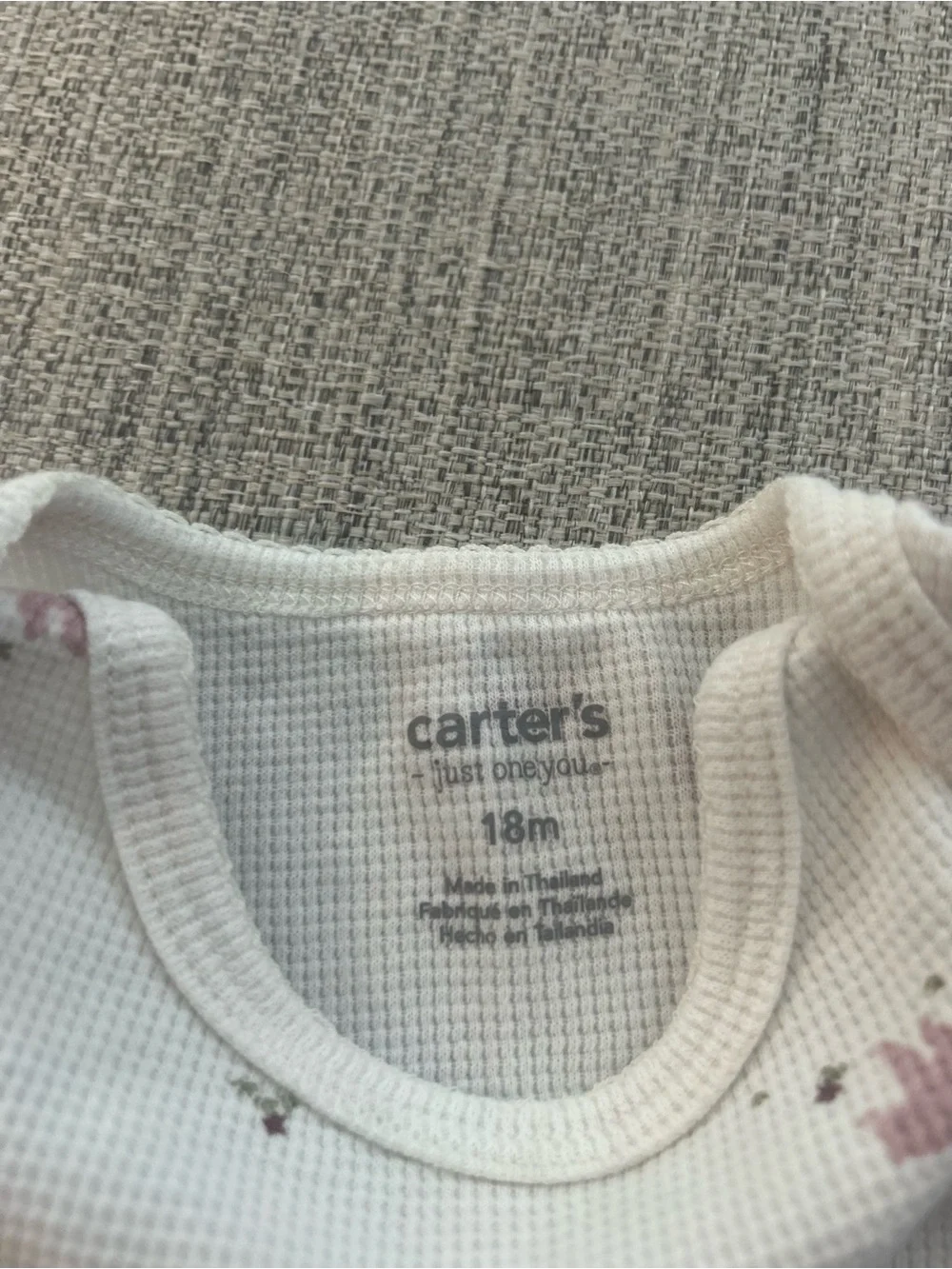 Carter's White Long-Sleeve One-Piece & Pants Set with Pink Bear Print. Size 18M